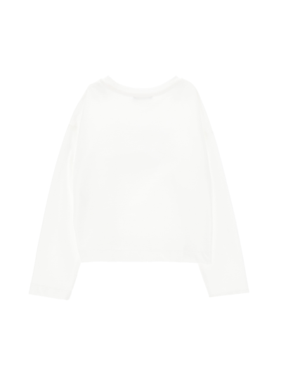 Shop Monnalisa Long-sleeved Rhinestone Jersey T-shirt In Cream