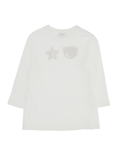 Shop Chiara Ferragni Eyestar Gold Long-sleeved Maxi T-shirt In Cream