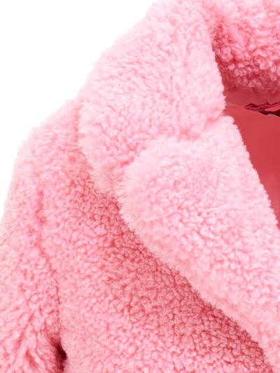 Shop Monnalisa Plush Coat With Fringes In Blush Pink