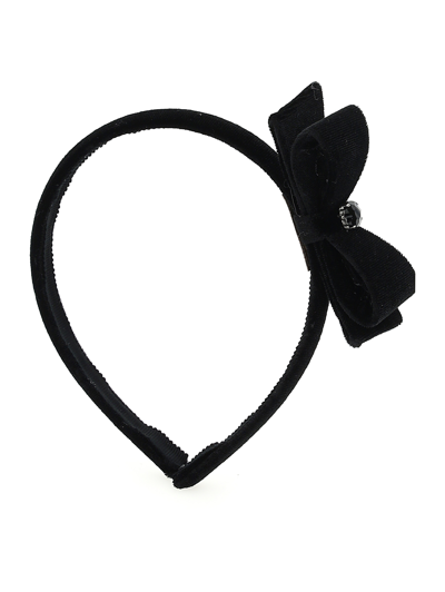 Shop Monnalisa Velvet Bow Headband In Black