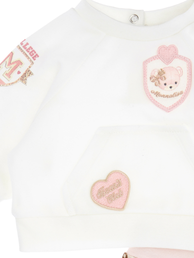 Shop Monnalisa Two-piece Baby Girl Animal Print Set In White