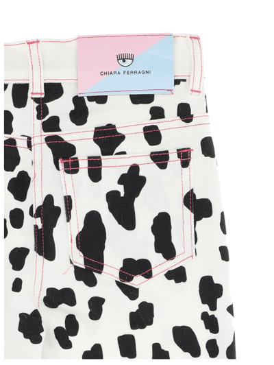 Shop Chiara Ferragni Five-pocket Cf Dalmatian Print In Cream + Black