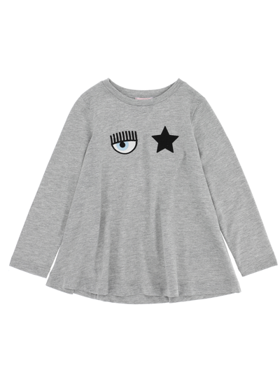 Shop Chiara Ferragni Eyestar Long-sleeved Maxi T-shirt In Grey