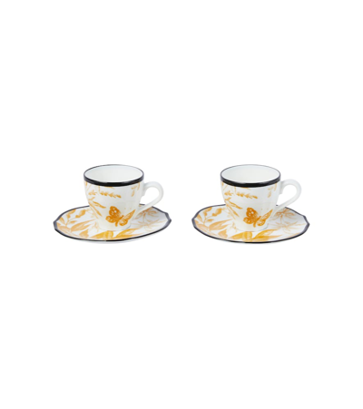 Shop Gucci Herbarium Set Of 2 Coffee Cups And Saucers