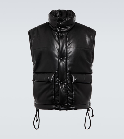 Shop Nanushka Jovan Faux Leather Puffer Vest In Black