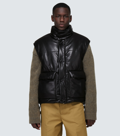 Nanushka Padded Turtleneck Vest With Glossy Finish In Black