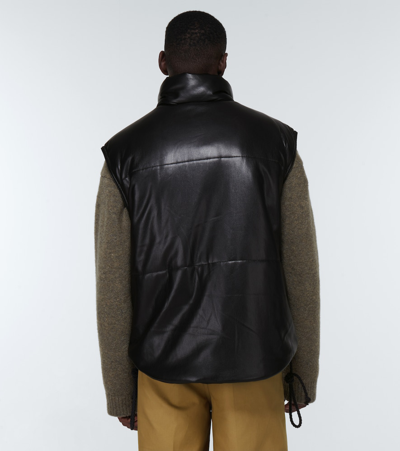 Shop Nanushka Jovan Faux Leather Puffer Vest In Black