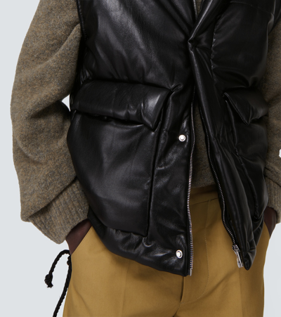 Nanushka Padded Turtleneck Vest With Glossy Finish In Black