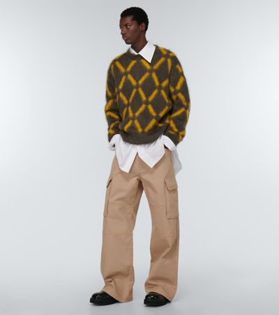 Marni Intarsia Mohair-blend Sweater In Wenge