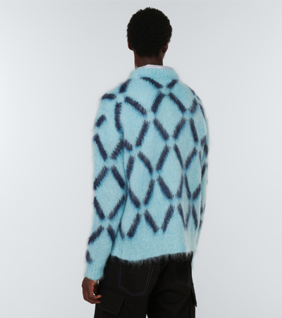 Shop Marni Intarsia Mohair-blend Sweater In Lake