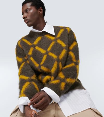 Marni Intarsia Mohair-blend Sweater In Wenge