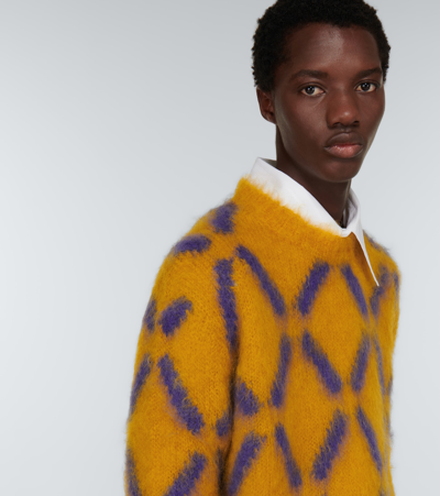 Shop Marni Intarsia Mohair-blend Sweater In Sunflower