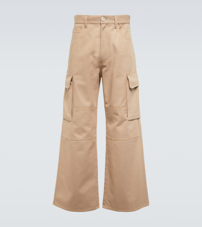 Shop Marni Wide-leg Cotton Gabardine Cargo Pants In Straw
