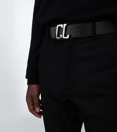 Shop Christian Louboutin Happy Rui Cl Logo Leather Belt In Black/loubi/gun Metal