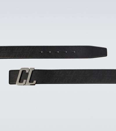 Christian Louboutin Men's Happy Rui Cl-logo Leather Belt In Black/loubi/gun Metal