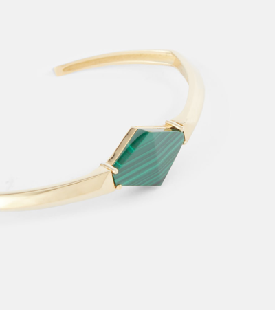 Aliita Deco Rombo 9kt Gold Arm Cuff With Malachite In Yellow Golw
