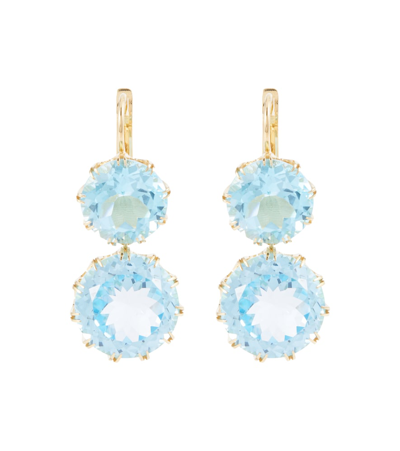 Shop Ileana Makri 18kt Yellow Gold Earrings With Topaz In Blue Topaz