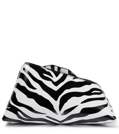 Attico White And Black 8.30pm Leather Clutch Bag In White/black