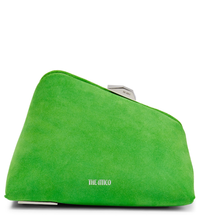 Shop Attico Midnight Suede Leather Clutch In Fluo Green