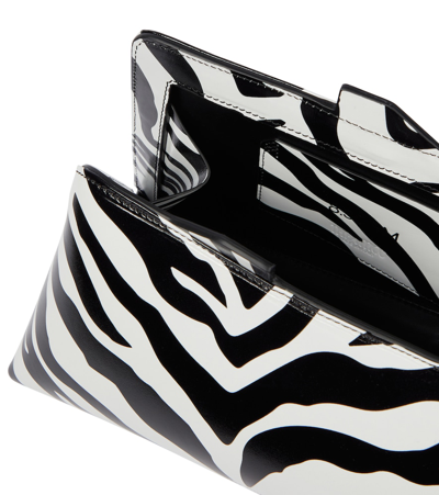 Shop Attico 8.30 Pm Zebra-print Leather Clutch In White/black