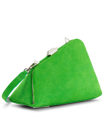 Shop Attico Midnight Suede Leather Clutch In Fluo Green