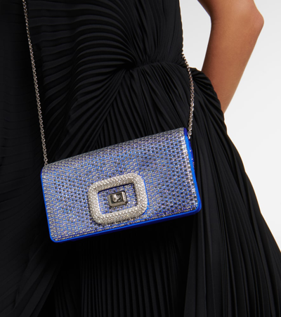 Shop Roger Vivier Viv' Choc Embellished Shoulder Bag In Blue