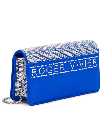 Shop Roger Vivier Viv' Choc Embellished Shoulder Bag In Blue
