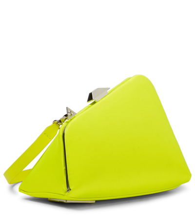 Shop Attico Midnight Satin Clutch In Fluo Yellow