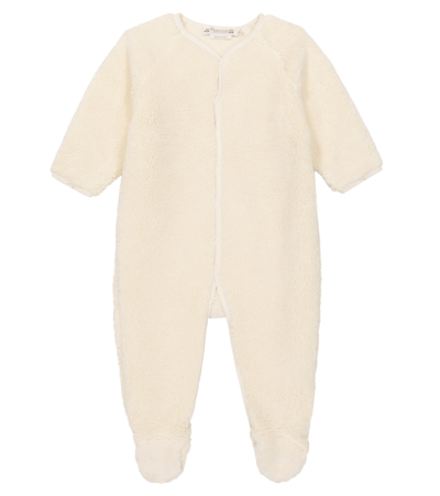 Shop Bonpoint Baby Faux Fur Cotton-blend Onesie In Ecru