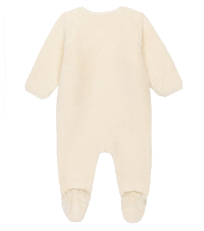 Shop Bonpoint Baby Faux Fur Cotton-blend Onesie In Ecru