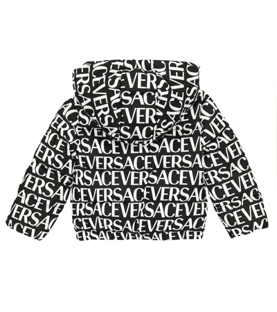 Shop Versace Baby Logo Down Jacket In Nero+bianco