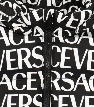 Shop Versace Baby Logo Down Jacket In Nero+bianco