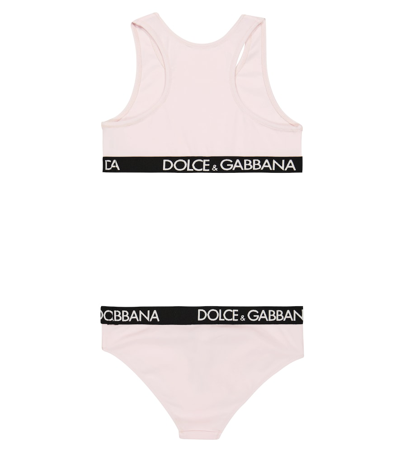 Shop Dolce & Gabbana Logo Cotton-blend Underwear Set In Very Light Poweder Pink