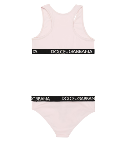 Dolce & Gabbana Logo-trim Underwear Set In Very Light Poweder Pink