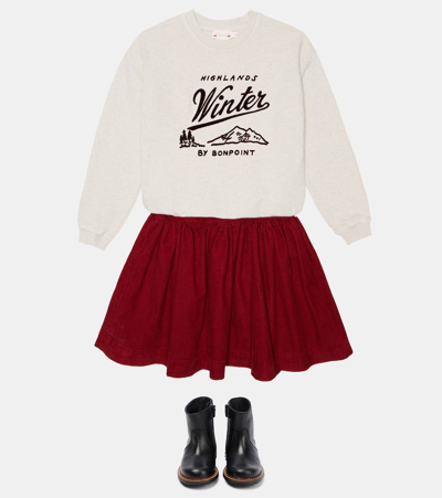 Bonpoint Tayla Printed Cotton Sweatshirt In Mauve Grise