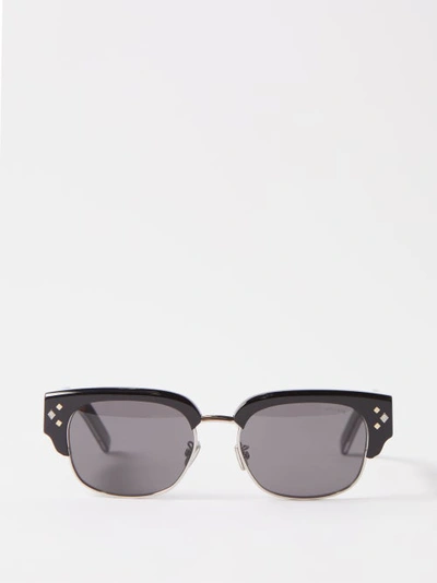 Dior Cd Diamond C1u Square Sunglasses In Black