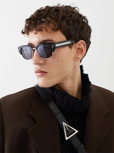 Dior Cd Diamond C1u Square Sunglasses In Black