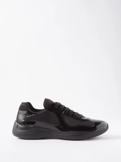 Prada Men's America's Cup Patent Leather Patchwork Sneakers In Black |  ModeSens