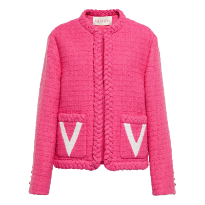 Shop Valentino Tweed Jacket In Pink