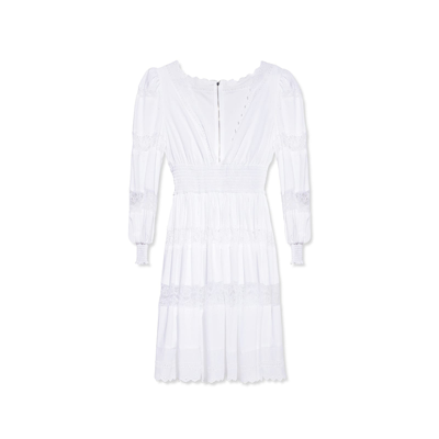 Shop Dolce & Gabbana V-neck Midi Dress In White