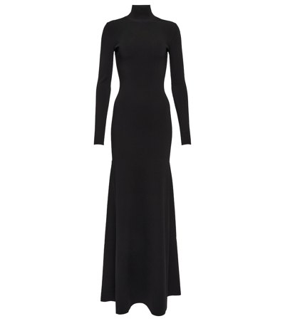 Shop Victoria Beckham Turtleneck Knitted Gown In Black