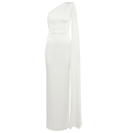Shop Alex Perry Marnel Satin-crêpe Gown In White