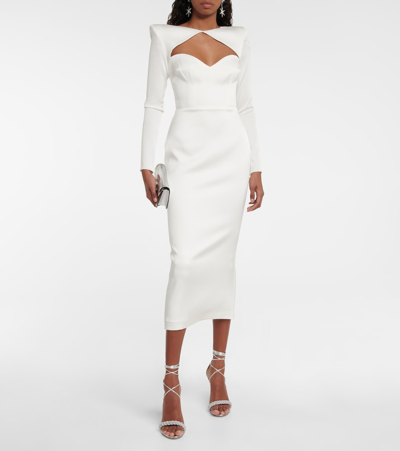 Shop Alex Perry Marden Cut-out Satin-crêpe Midi Dress In White