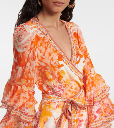Shop Camilla Embellished Floral Silk Wrap Dress In Dragon Mother