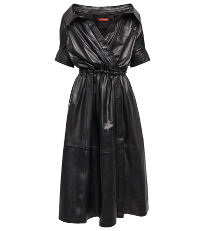 Shop Altuzarra Lydia Leather Midi Dress In Black