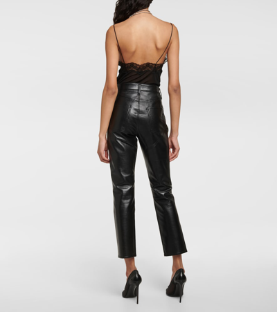 Citizen Of Humanity Jolene High-rise Straight-leg Recycled Leather-blend Trousers In Black