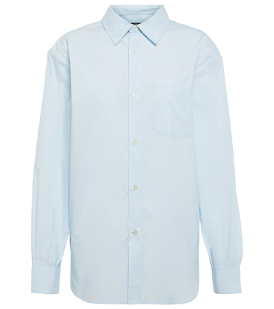 Shop Apc A. P.c. Cotton Poplin Shirt In Light Blue