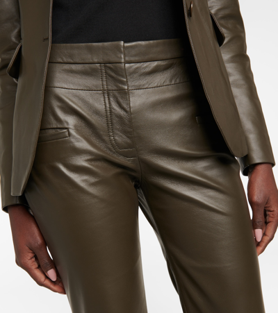 Shop Altuzarra Serge Leather Bootcut Pants In Nori Melange