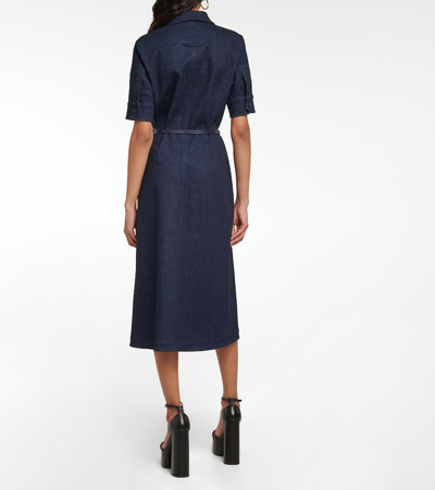 Altuzarra Kieran Belted Denim Serge Midi Shirtdress In Berry Blue