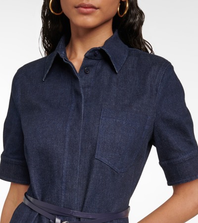 Altuzarra Kieran Belted Denim Serge Midi Shirtdress In Berry Blue